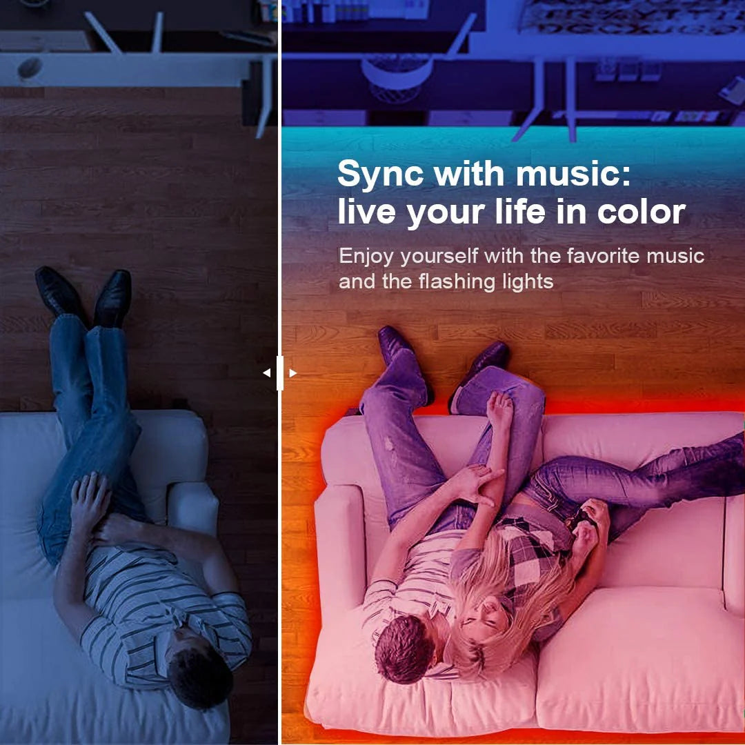 50 FT Bluetooth LED Strip Lights for Bedroom, Color-Changing Light Strip with Music Synchronization, App and Remote Control (Includes Microphone Functionality)