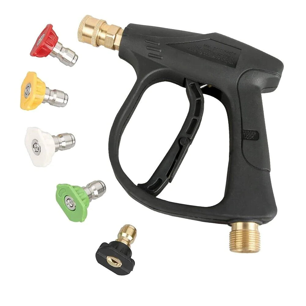 1/4" High Pressure Washer Gun - 4000 PSI Car Wash Foam Spray Short Wand with Nozzle