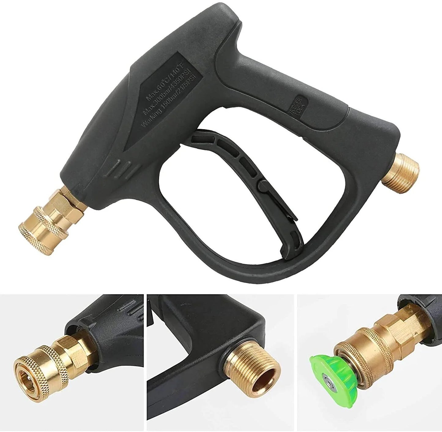1/4" High Pressure Washer Gun - 4000 PSI Car Wash Foam Spray Short Wand with Nozzle