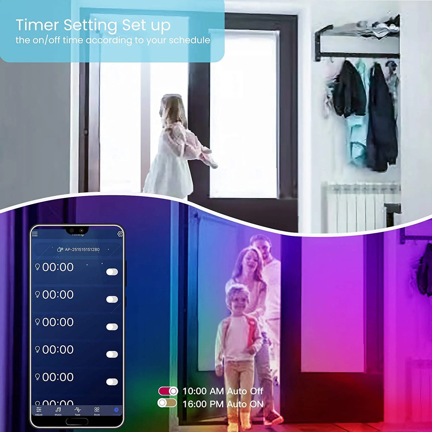 50 FT Bluetooth LED Strip Lights for Bedroom, Color-Changing Light Strip with Music Synchronization, App and Remote Control (Includes Microphone Functionality)