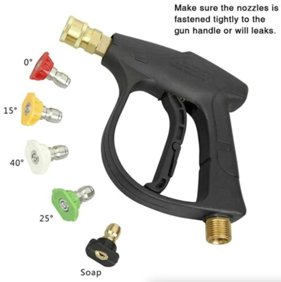 1/4" High Pressure Washer Gun - 4000 PSI Car Wash Foam Spray Short Wand with Nozzle