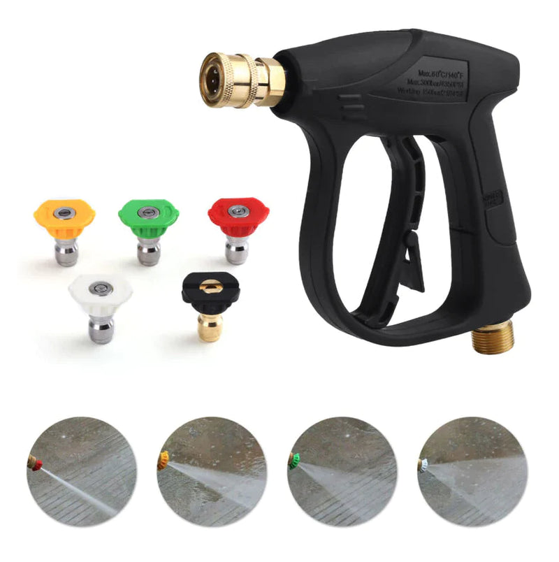 1/4" High Pressure Washer Gun - 4000 PSI Car Wash Foam Spray Short Wand with Nozzle