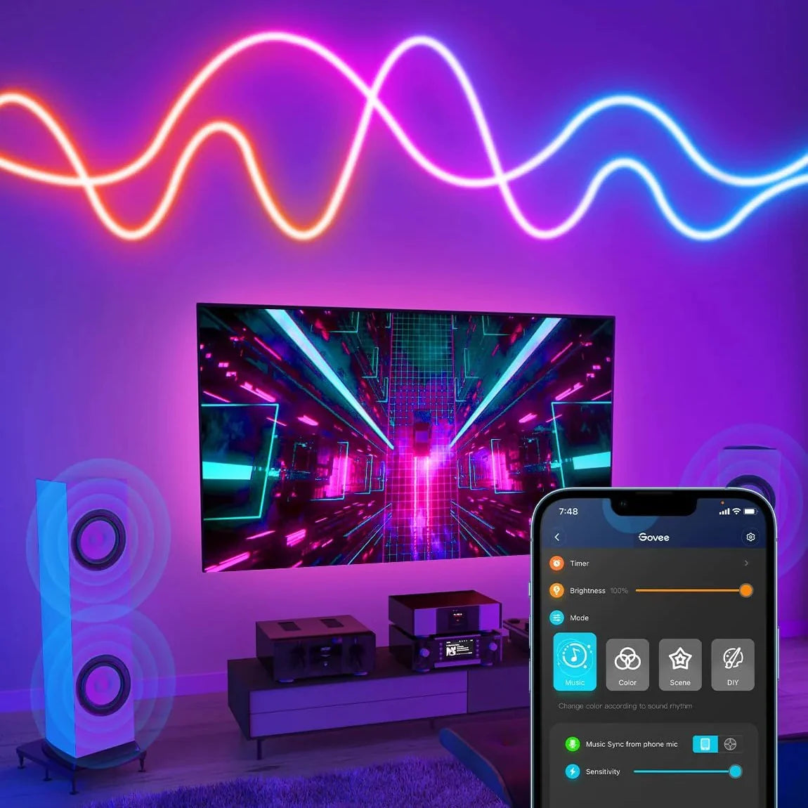 Flexible DIY Neon Strip Light with Smart Technology