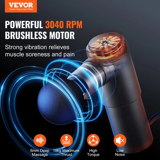 Advanced Deep Tissue Percussion Massage Gun for Athletes - Ergonomic Design, 4 Adjustable Speed Settings, 4 Interchangeable Massage Heads, 12V 2500mAh Battery for Optimal Pain Relief and Muscle Recovery