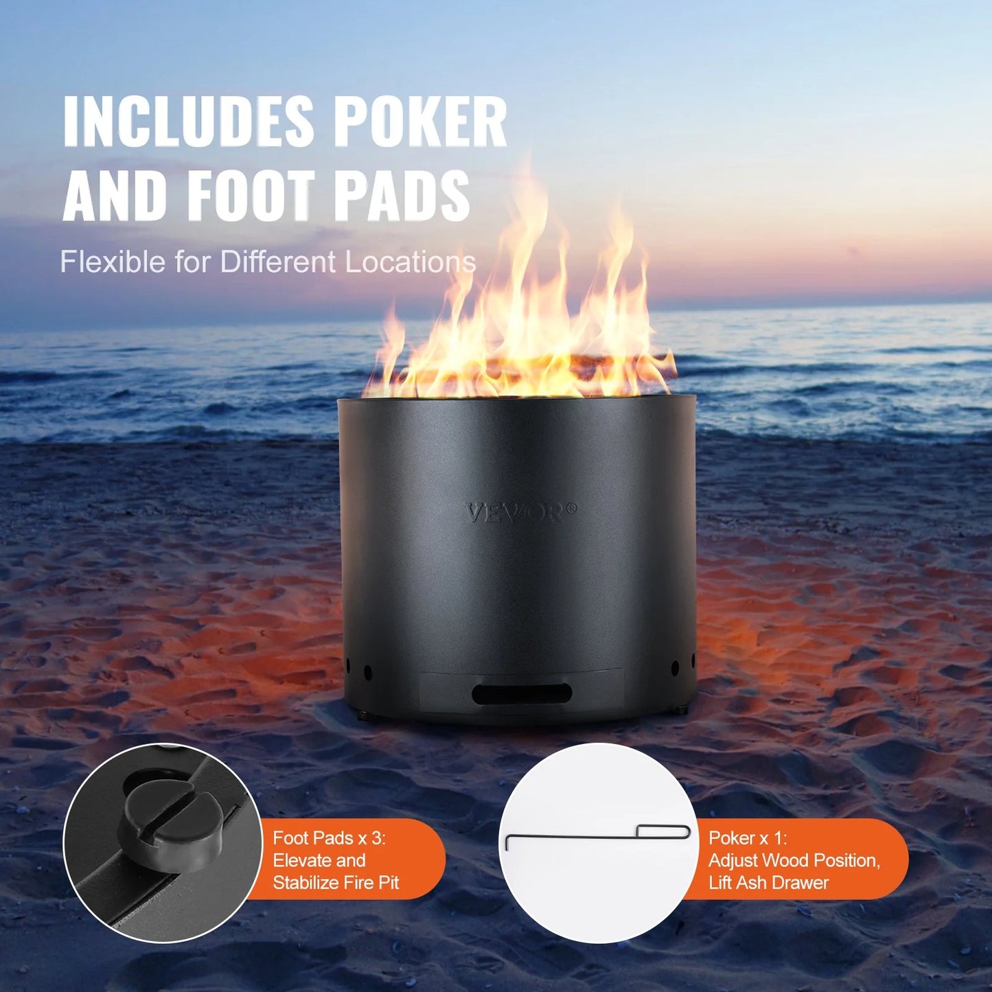15-Inch Smokeless Stainless Steel Fire Pit Stove for Wood Burning