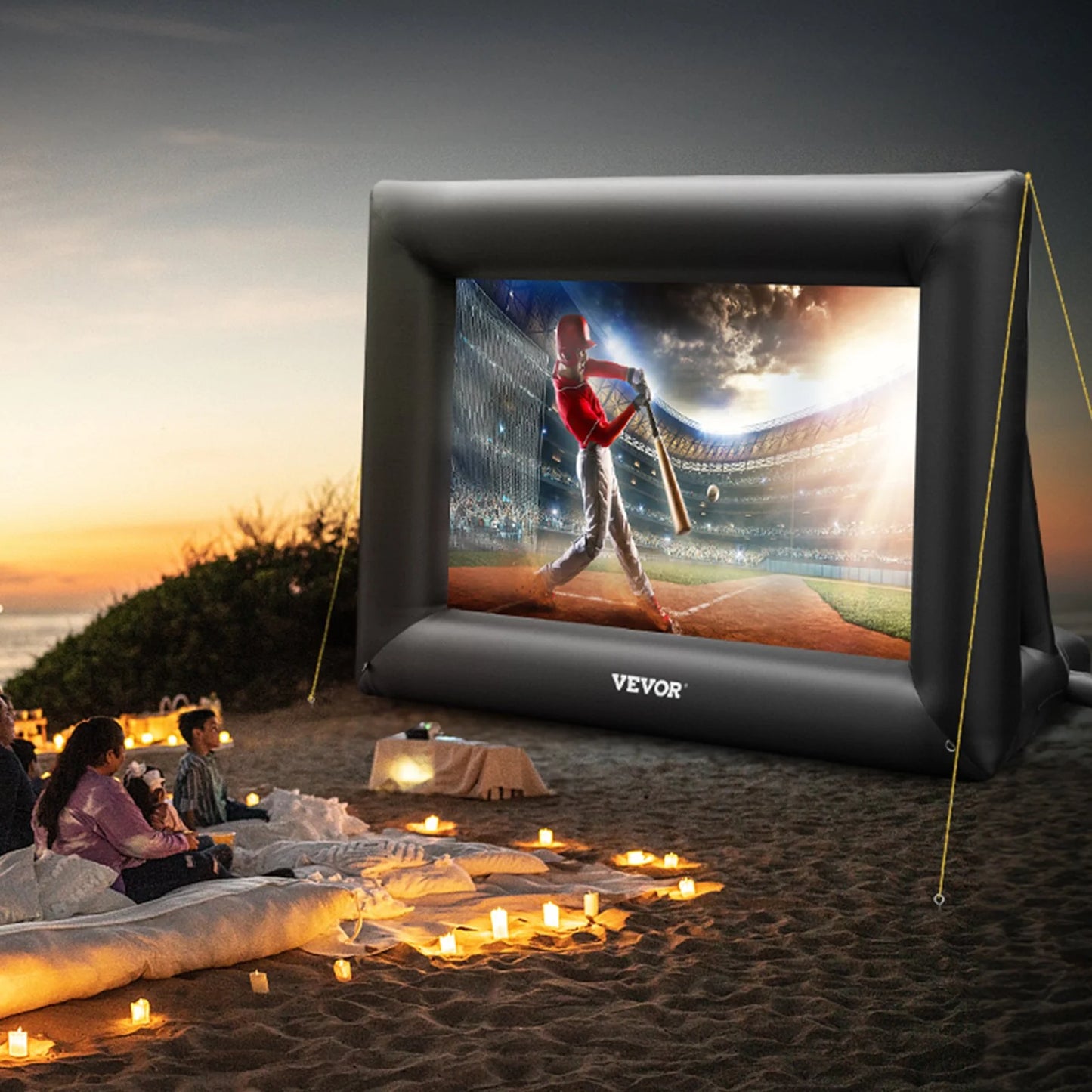 24-Foot Inflatable Movie Screen with 360W Air Blower - Outdoor Projector Screen for Front and Rear Projection, Made of Durable Oxford Fabric