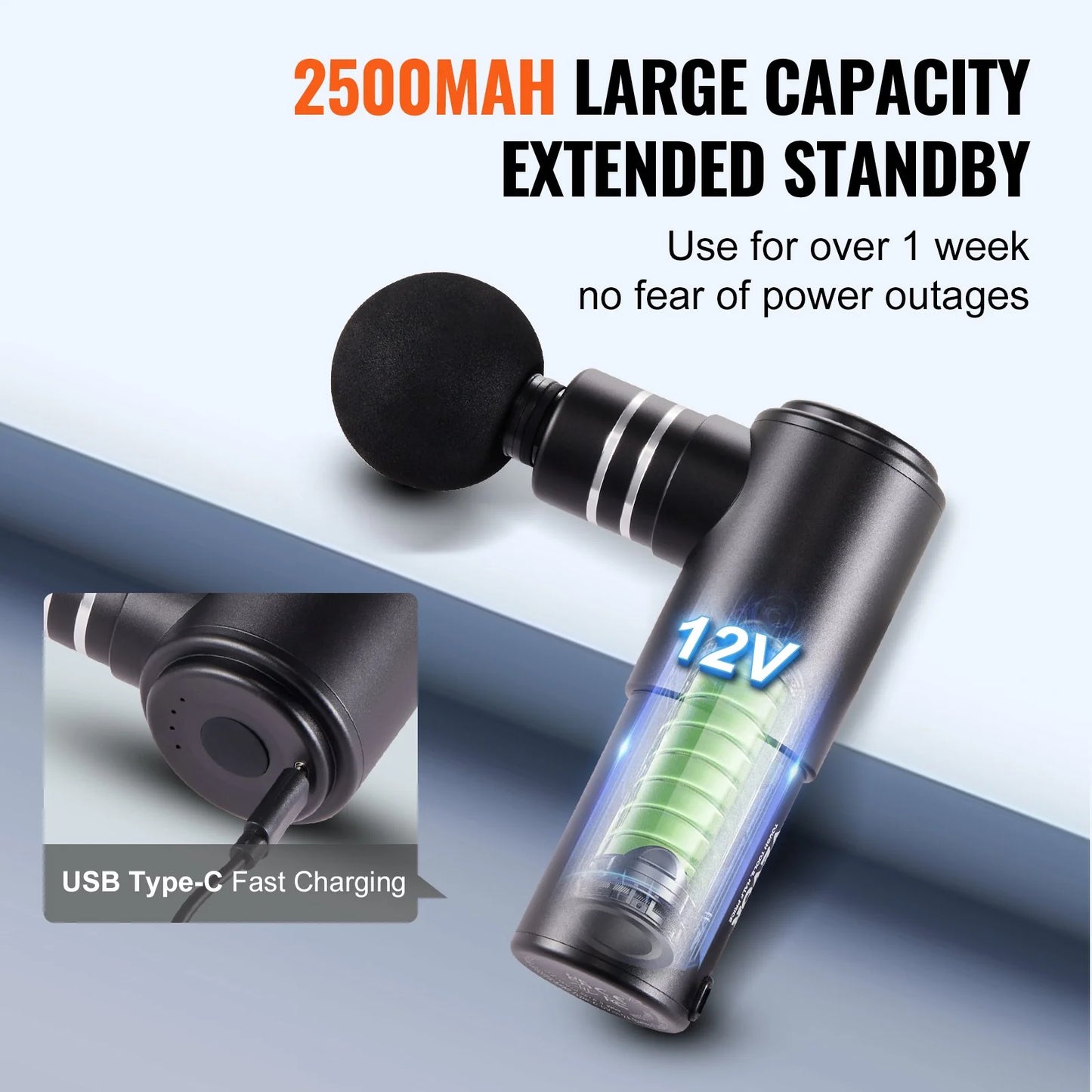 Advanced Deep Tissue Percussion Massage Gun for Athletes - Ergonomic Design, 4 Adjustable Speed Settings, 4 Interchangeable Massage Heads, 12V 2500mAh Battery for Optimal Pain Relief and Muscle Recovery