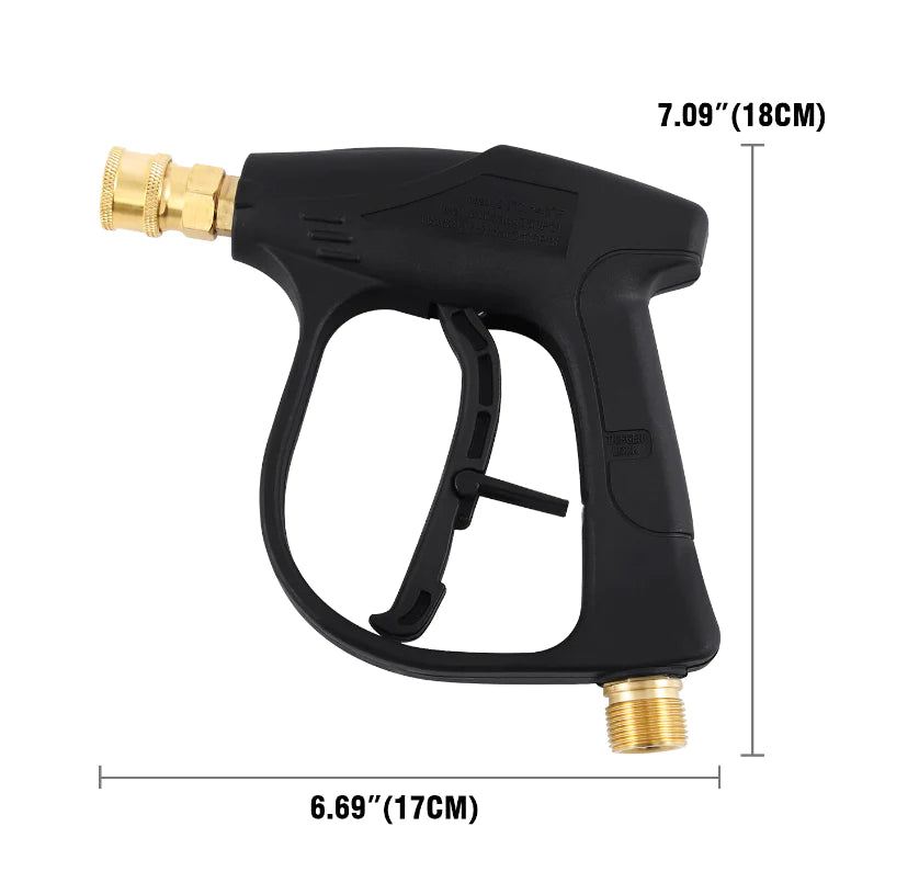1/4" High Pressure Washer Gun - 4000 PSI Car Wash Foam Spray Short Wand with Nozzle