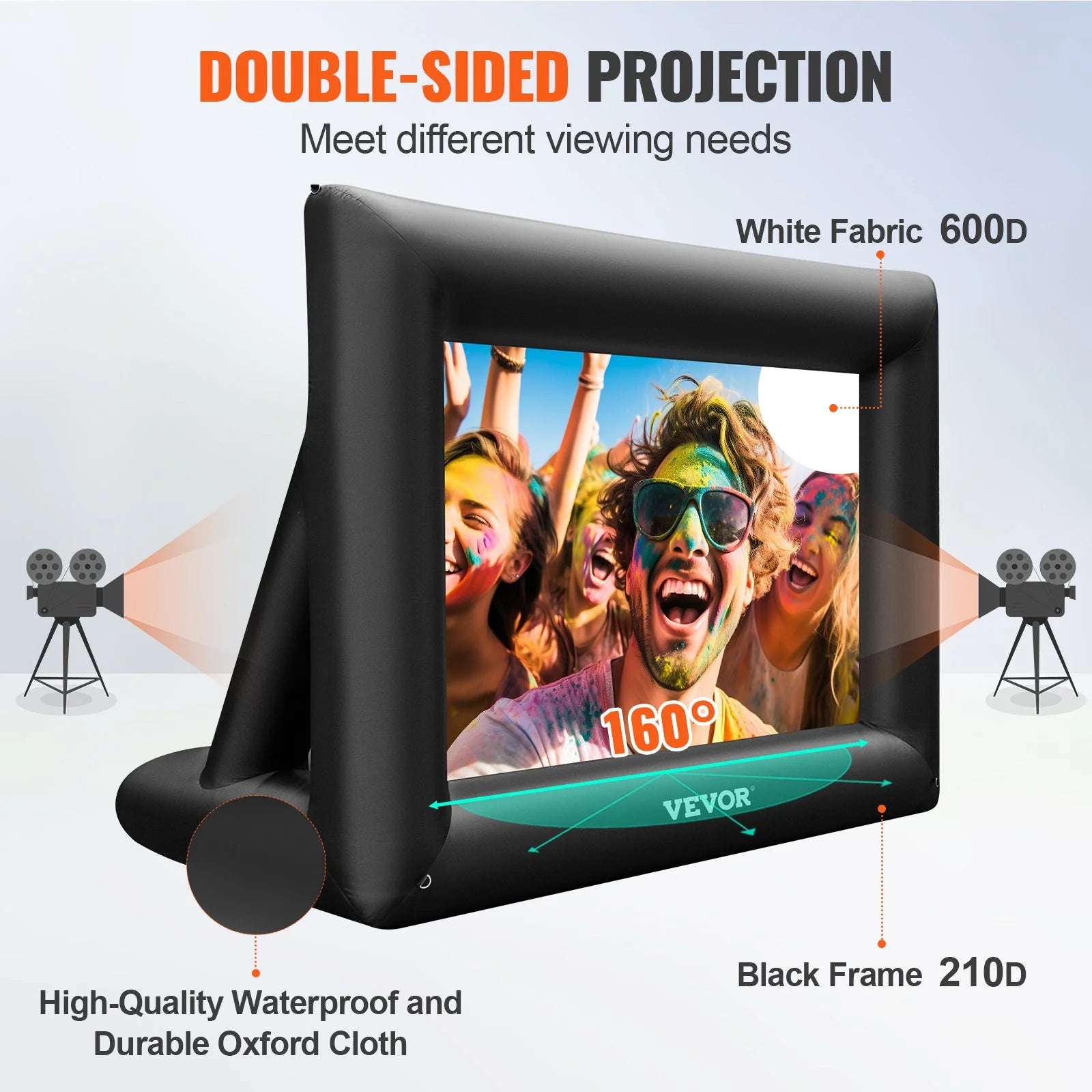 24-Foot Inflatable Movie Screen with 360W Air Blower - Outdoor Projector Screen for Front and Rear Projection, Made of Durable Oxford Fabric