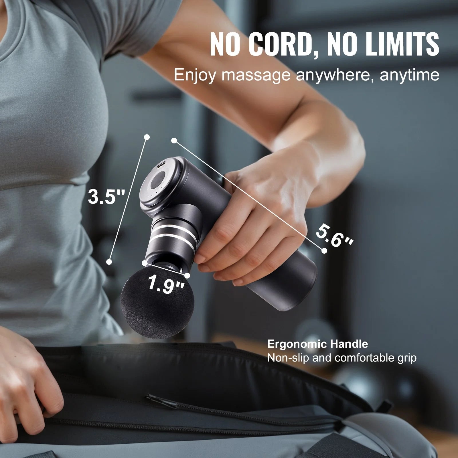 Advanced Deep Tissue Percussion Massage Gun for Athletes - Ergonomic Design, 4 Adjustable Speed Settings, 4 Interchangeable Massage Heads, 12V 2500mAh Battery for Optimal Pain Relief and Muscle Recovery