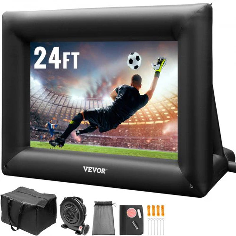 24-Foot Inflatable Movie Screen with 360W Air Blower - Outdoor Projector Screen for Front and Rear Projection, Made of Durable Oxford Fabric