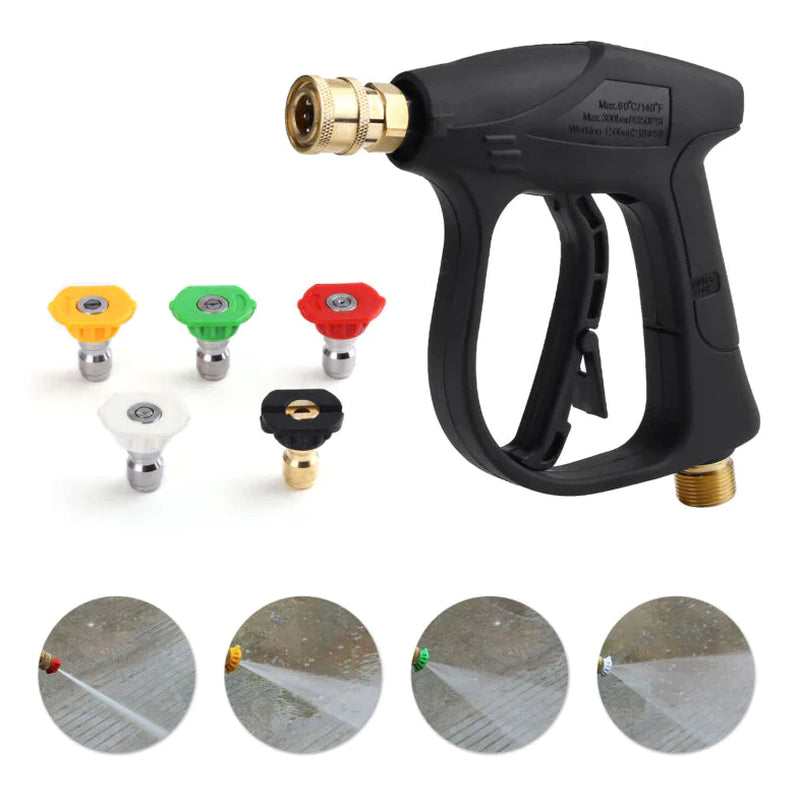 1/4" High Pressure Washer Gun - 4000 PSI Car Wash Foam Spray Short Wand with Nozzle